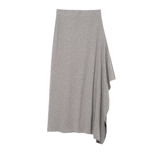 Damen Asymmetrischer Midirock aus Feinstrick mit drapiertem Seitenschlitz Shop Nory