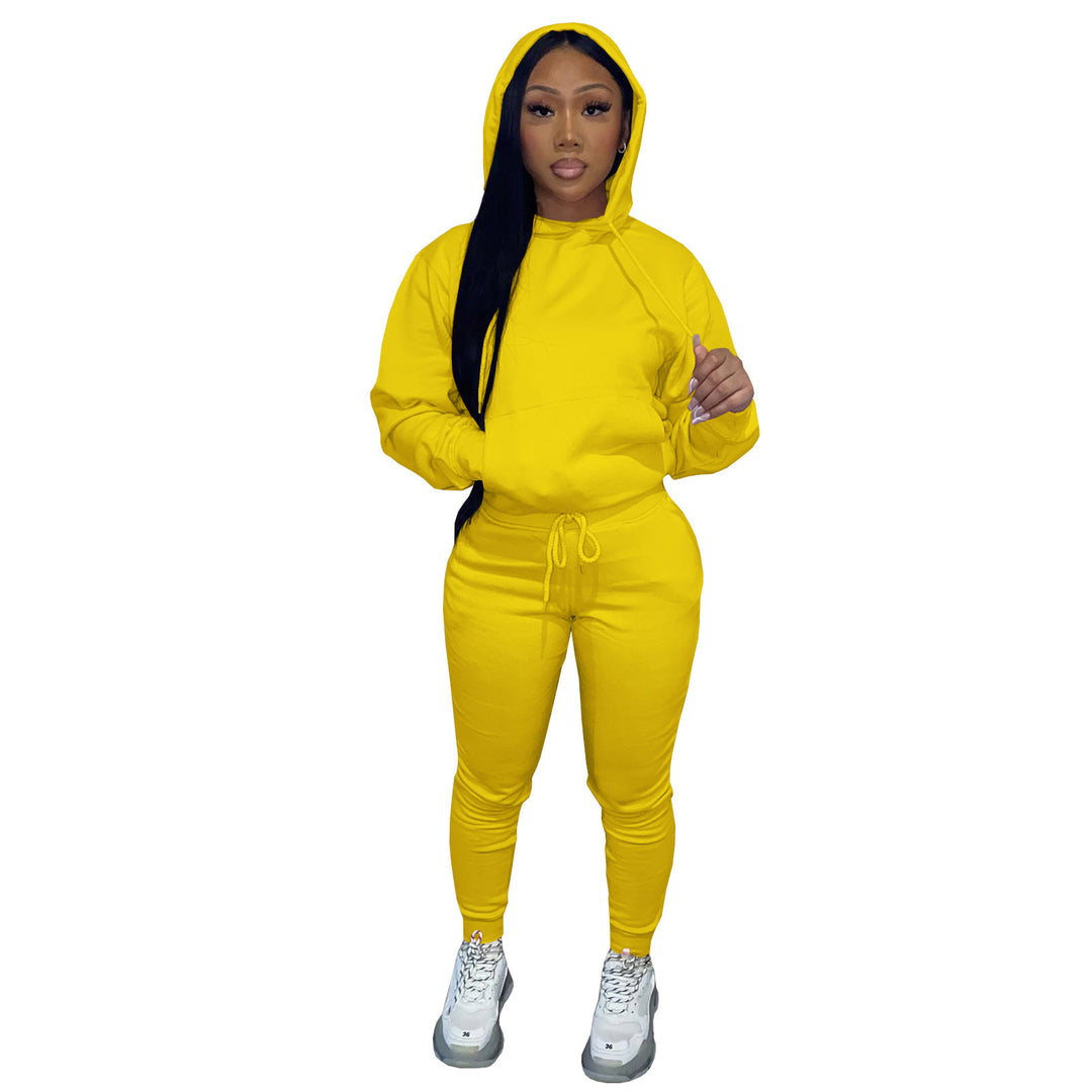 Damen nan Kapuzen-Lounge-Set mit Kängurutasche taillierter Jogginghose und Bündchen Shop Nory