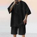 Herren lässiges Set aus strukturiertem Oberteil und Shorts