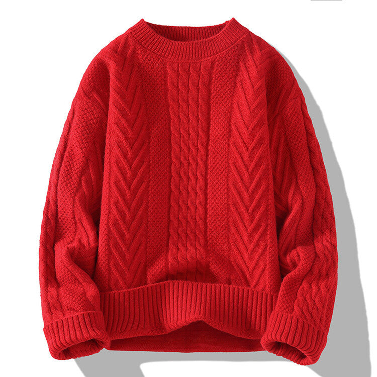 Herren Grobstrickpullover mit Zopfmuster und lässigem Schnitt
