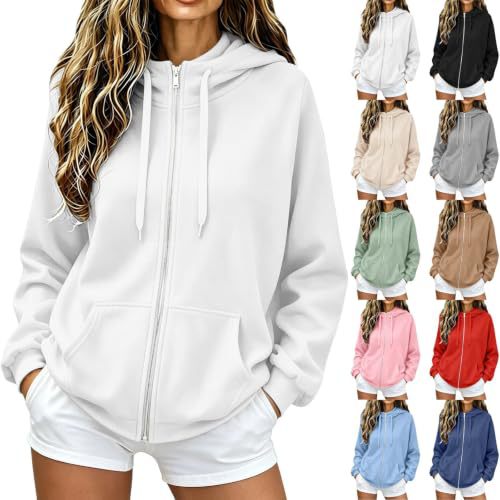Damen Oversize-Zip-Hoodie aus Microfleece mit Kängurutaschen Shop Nory