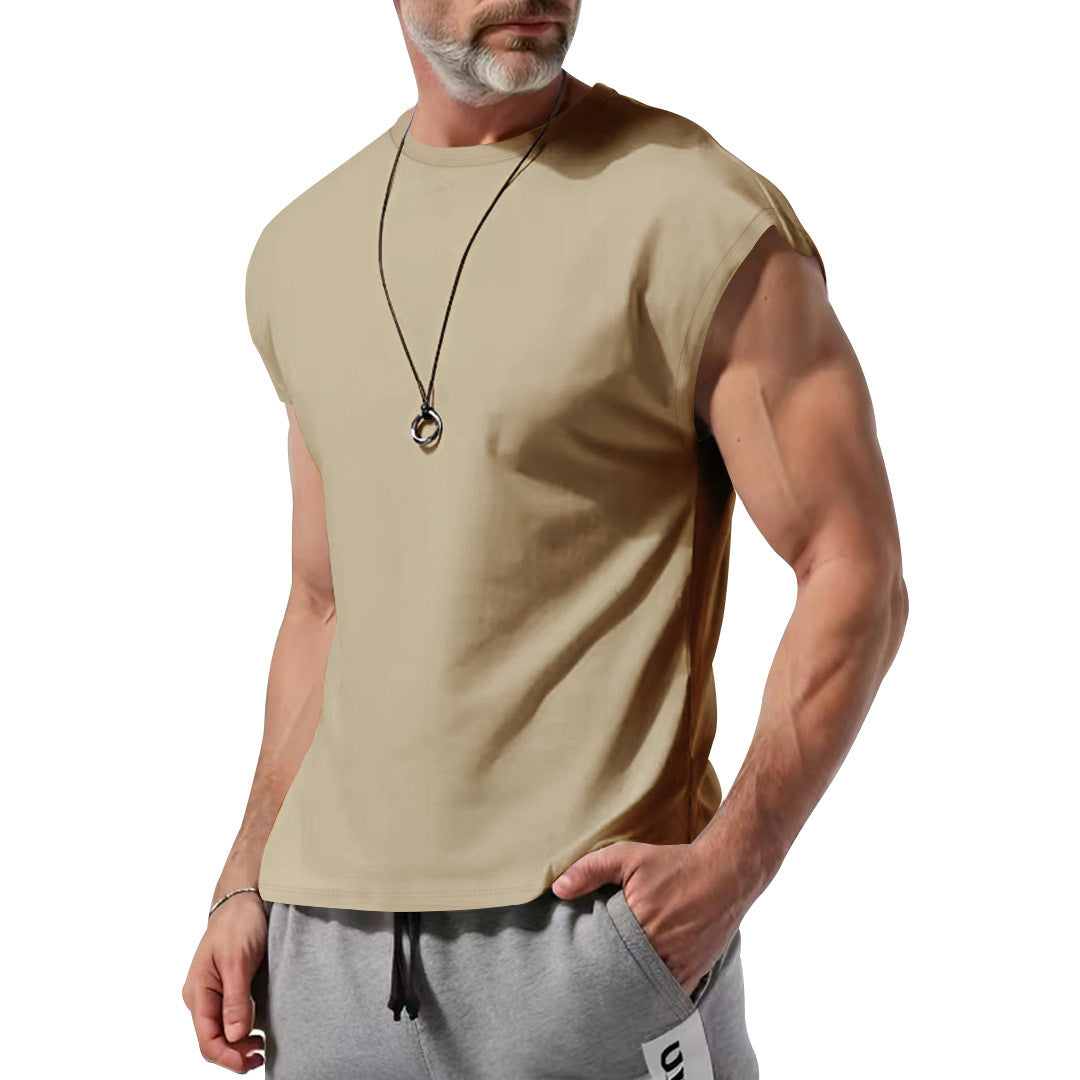Herren nan athletisches abgeschnittenes Tanktop mit breiten Armöffnungen und Rundhalsausschnitt