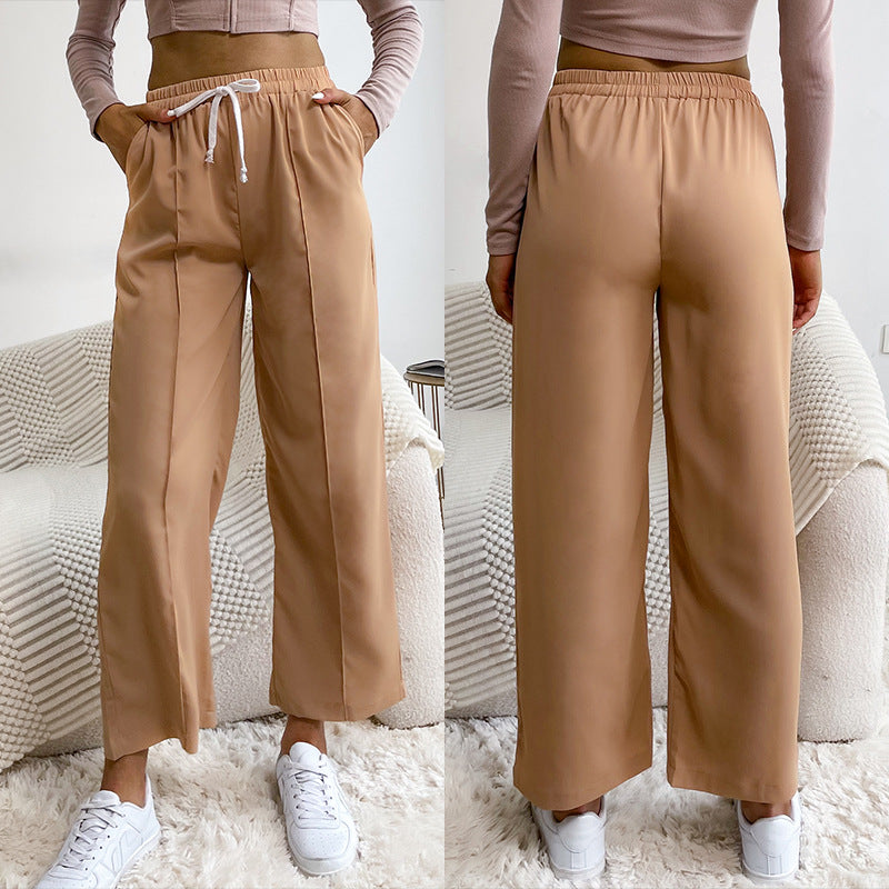 Damen Relaxed-Hose mit Elastikbund, Kordelzug und Bügelfalte Shop Nory