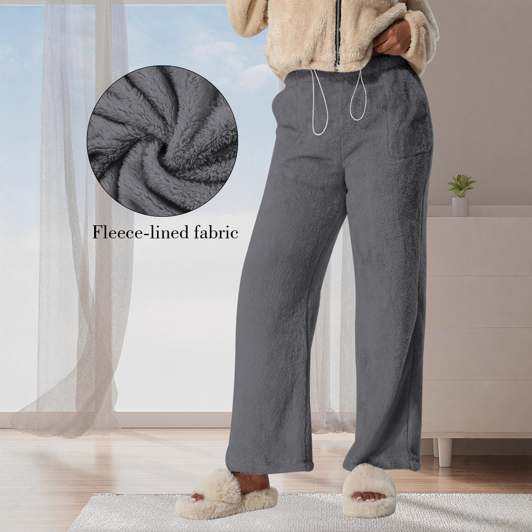 Damen Kuschelige Lounge‑Hose mit weitem Bein, Fleecegefüttert und Kordelzug Shopy Nory
