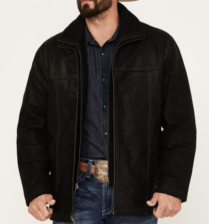 Herren vielseitige und robuste Wildlederjacke mit funktionalen Taschen