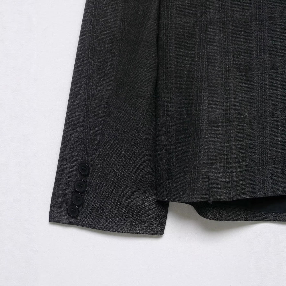 Damen Moderner schlanker Blazer mit asymmetrischer Knopfleiste und Stehkragen Shop Nory