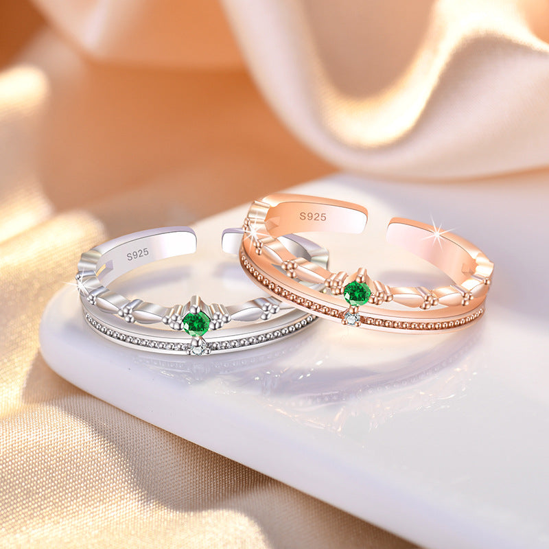 Damen Eleganter Ring mit kunstvollem floralem Design und funkelndem Stein Shop Nory