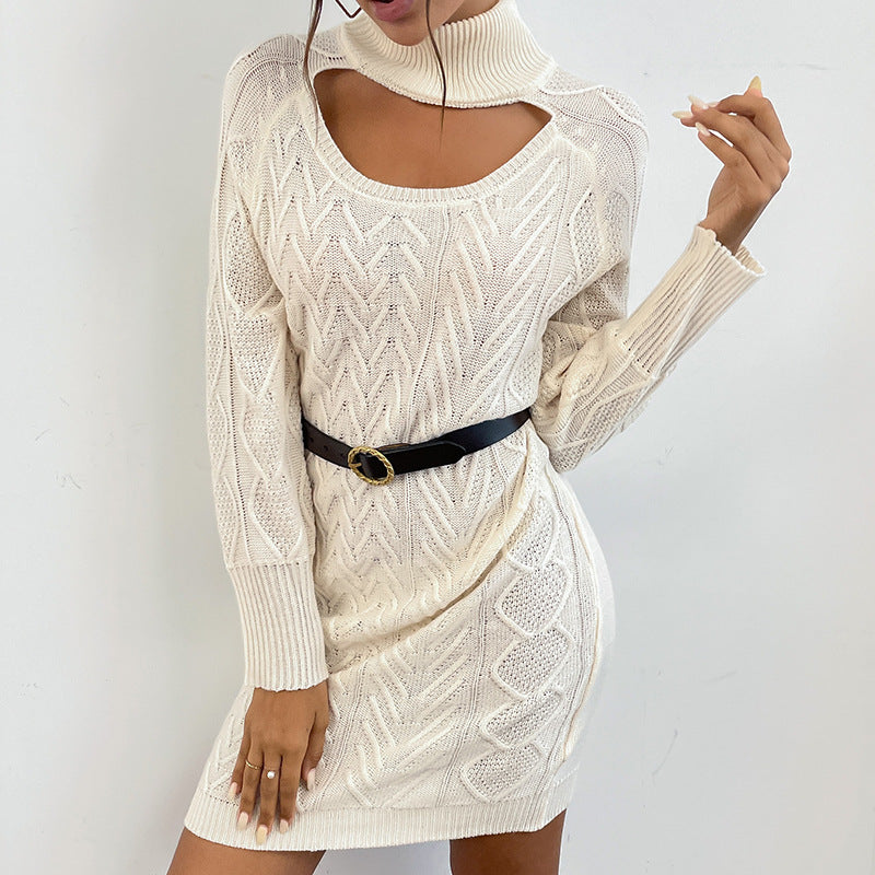 Damen Strick-Minikleid mit Cut-Out und Rollkragen Shop Nory
