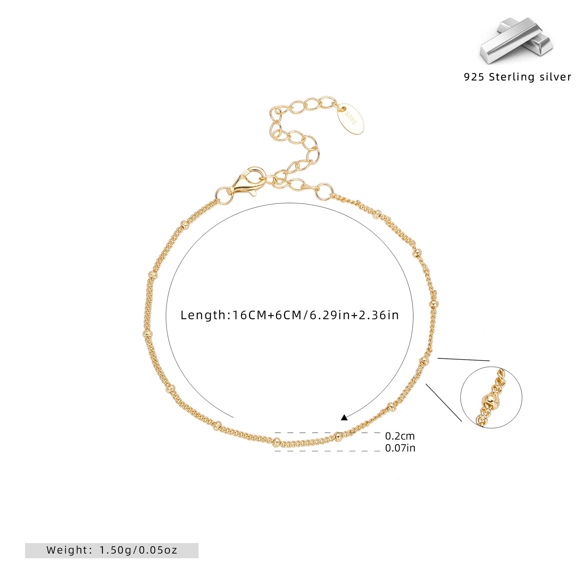 Damen Armband mit filigraner Kettengliederung und verstellbarem Verschluss Shop Nory