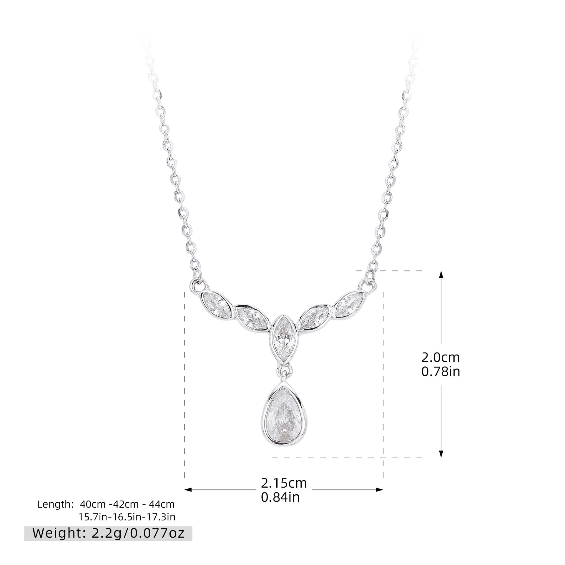 Damen Halskette mit funkelnden Zirkonia-Elementen im eleganten V-Design Shop Nory
