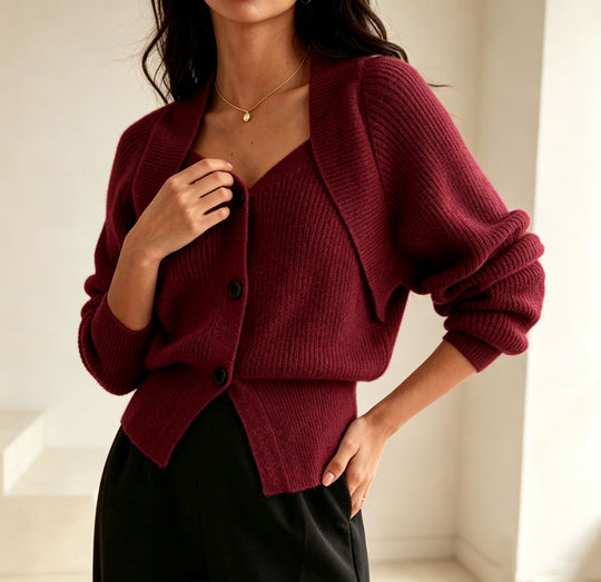 Damen Überschnittiger Feinstrick-Cardigan mit V-Ausschnitt und Knopfleiste Shop Nory
