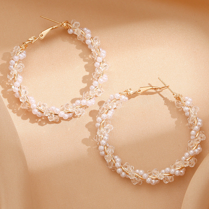 Damen Creolen mit luxuriösen Perlenakzenten und elegantem, gedrehtem Design Shop Nory