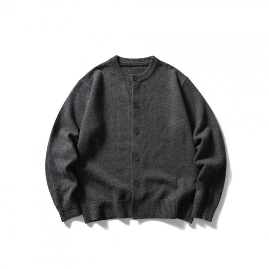 Unisex Kastenförmige Feinstrick-Cardigan mit Rundhals und gerippten Abschlüssen Shop Nory
