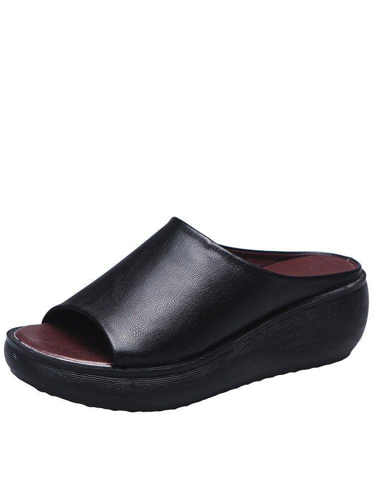 Damen Komfortable Plateau-Sandalen mit weichem Obermaterial und anatomischem Fußbett