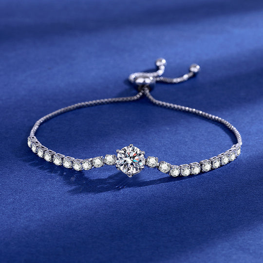 Zartes Zirkonia-Armband mit Verstellbarem Verschluss und Funkelnden Rundsteinen