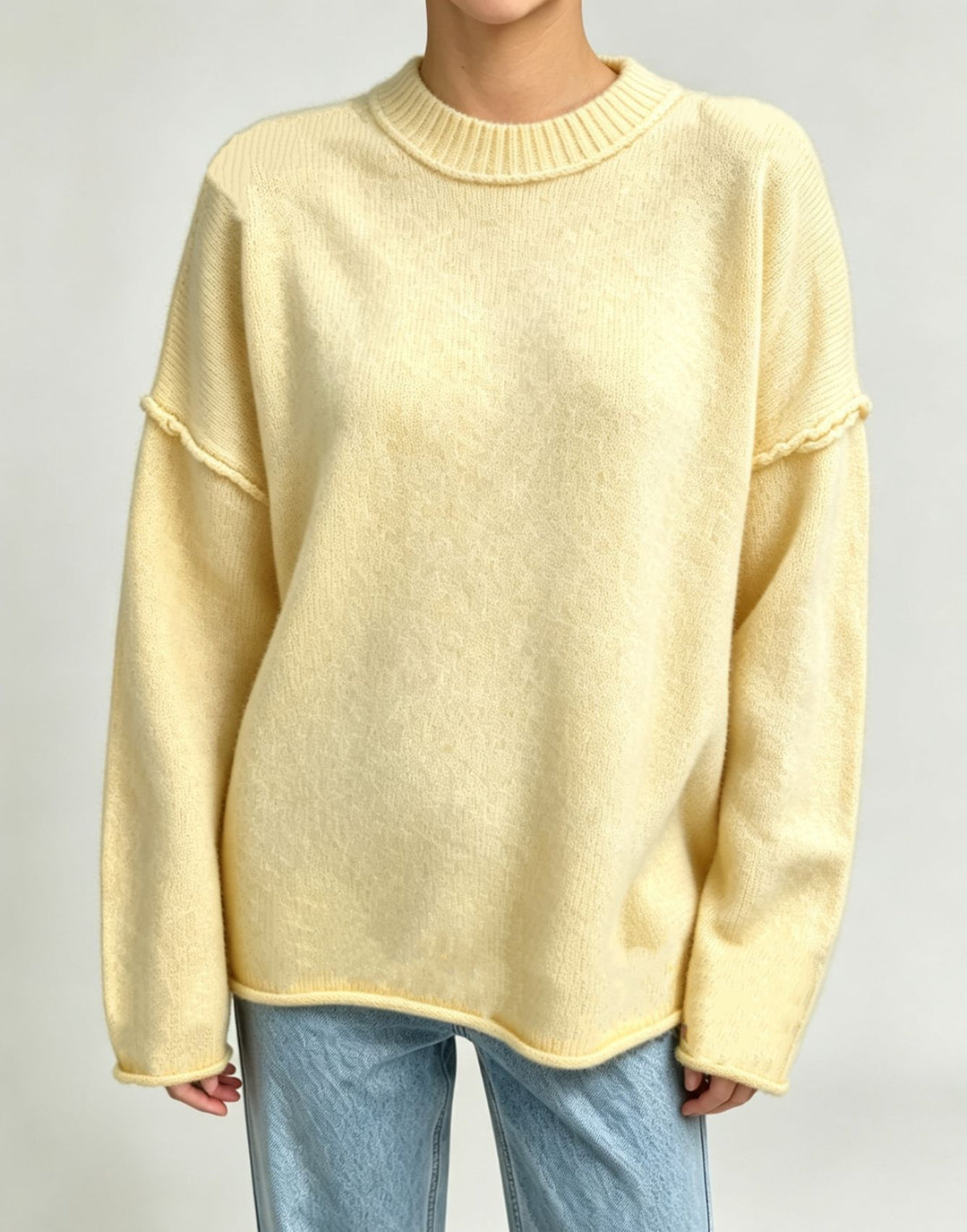 Damen Oversize-Boxy-Pullover mit kurzem Stehkragen und dekorativer Kantennaht Shop Nory