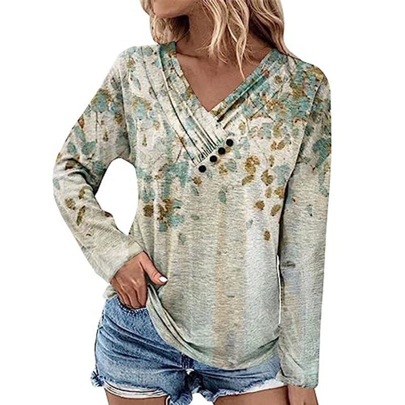 Damen Gerippter V-Ausschnitt Pullover mit Farbverlauf, Zierknöpfen und legerer Passform Shop Nory