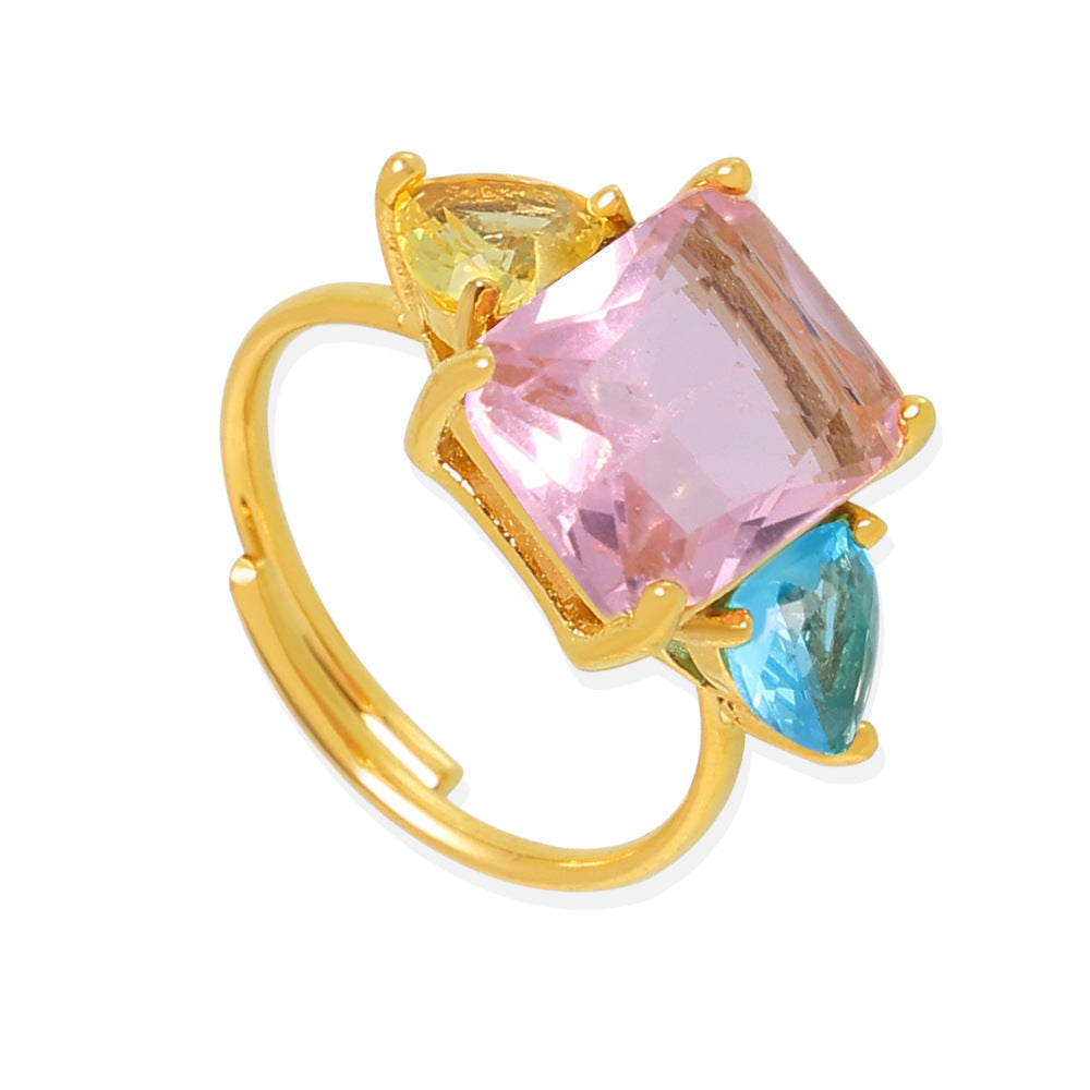Damenring mit Zirkonen und elegantem Goldfinish Shop Nory