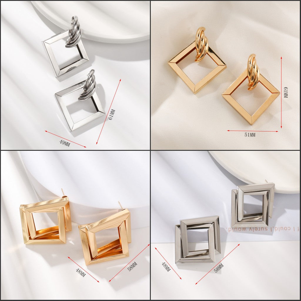 Damen Ohrringe im zeitgenössischen Quadratringdesign Shop Nory