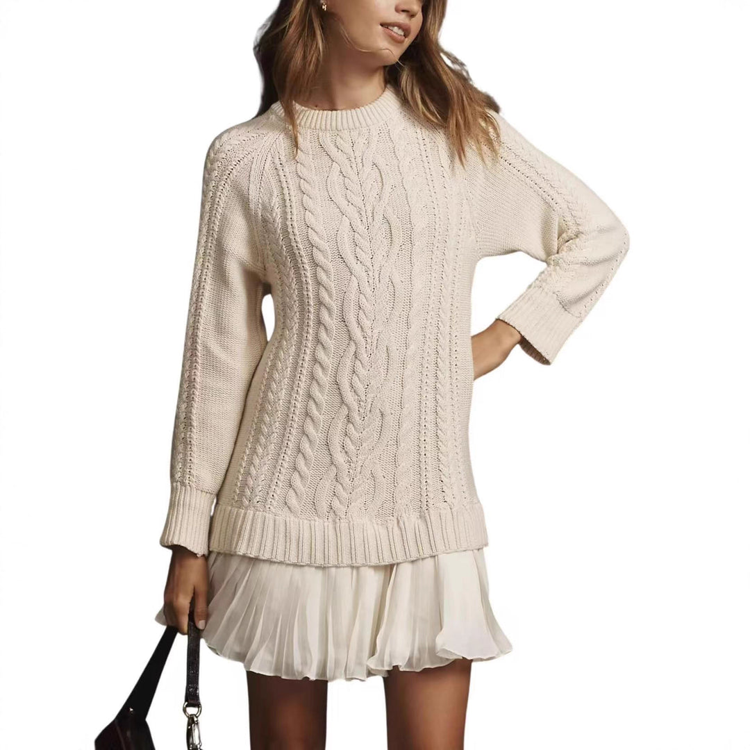 Damen nan Kabelstrick-Pullover mit Tunika-Schnitt, Zopfmuster und Rippbündchen Shop Nory
