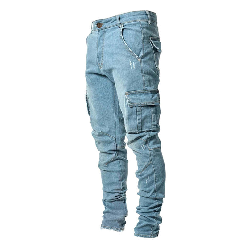 Herren Cargo Jeans im lässigen Design mit strukturierten Taschen