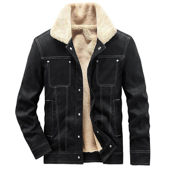 Herren Teddygefütterte Canvasjacke im Pilotenstil mit Kontrastnähten Shop Nory