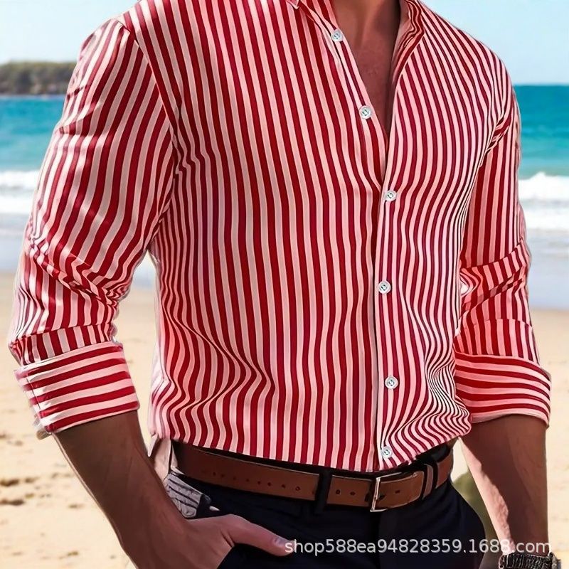 Herren Elegantes Langarm Hemd mit feinem Streifenmuster Shop Nory