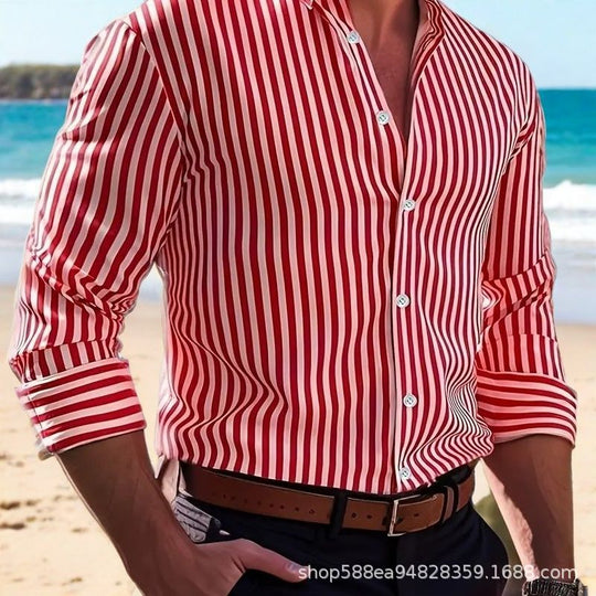 Herren Elegantes Langarm Hemd mit feinem Streifenmuster Shop Nory