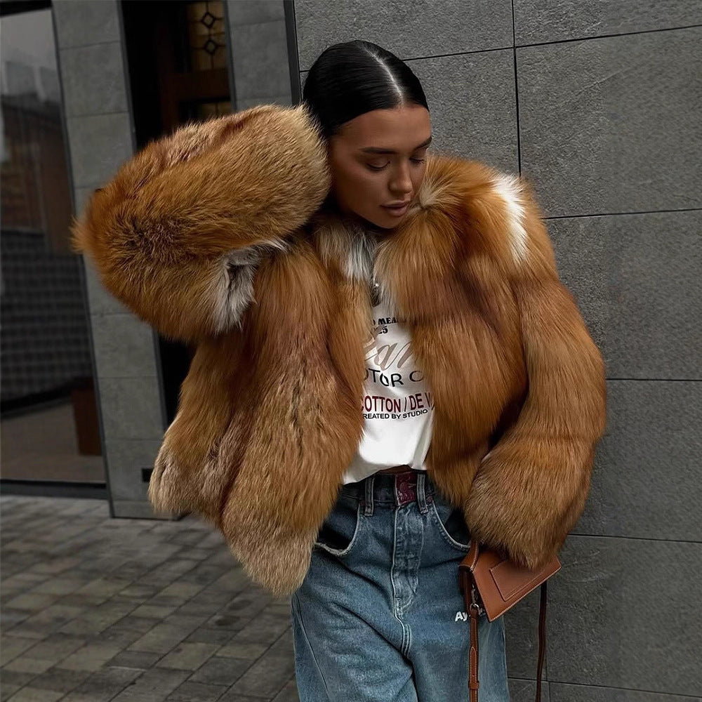 Damen Boxy-Kurzmantel im Multi-Layer Fauxfur-Look mit voluminösen Ärmeln Shop Nory