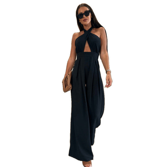 Damen Halter Neck Cutout Jumpsuit