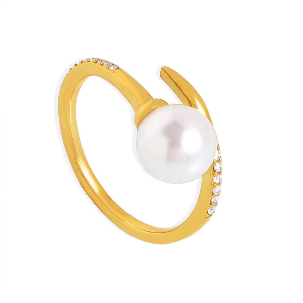 Damenring mit stilvollem Zwischendesign und funkelnden Zirkon-Details Shop Nory