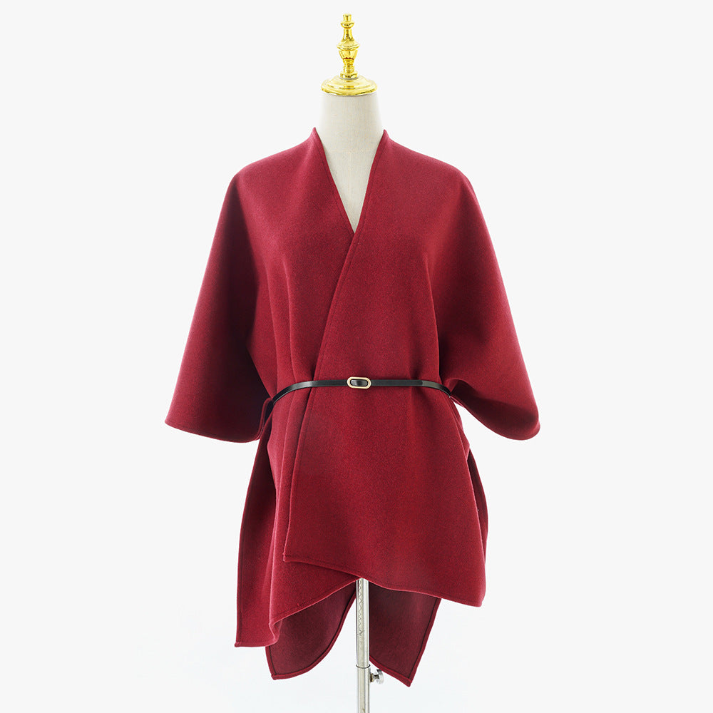 Damen Oversize-Capeponcho mit Wickeloptik und V-Ausschnitt Shop Nory