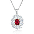 Damen elegante Halskette mit rotem Edelstein und Kristallen Shop Nory