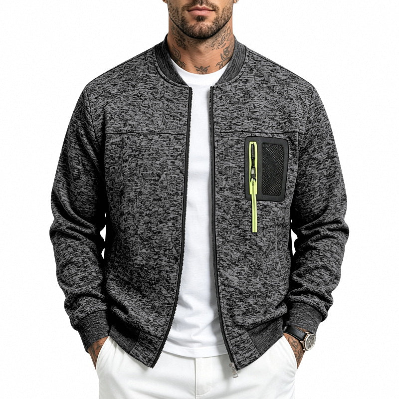Herren Strick-Bomberjacke mit funktionaler Brusttasche und Reißverschluss Shop Nory