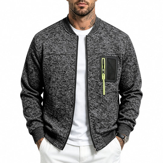 Herren Strick-Bomberjacke mit funktionaler Brusttasche und Reißverschluss Shop Nory