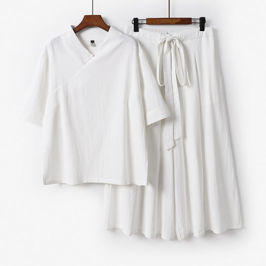 Damen Weites Kimono-Loungewear-Set mit V-Ausschnitt und Culotte-Hose Shop Nory