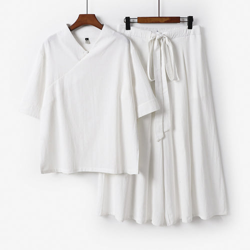 Damen Weites Kimono-Loungewear-Set mit V-Ausschnitt und Culotte-Hose Shop Nory
