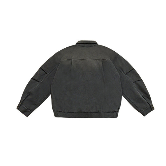 Herren Boxy-Bomberjacke aus Velourslederoptik mit Hemdkragen, Reißverschluss und elastischem Saum Shop Nory