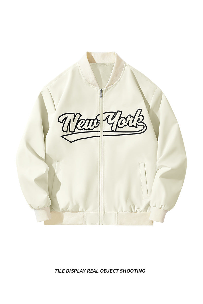 Herren Bomberjacke im College-Stil mit Script-Frontprint und Rippbündchen Shop Nory