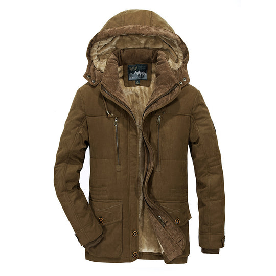 Herren Winterparka mit Teddyfutter, Kapuze und wasserabweisender Canvas-Außenschicht Shop Nory