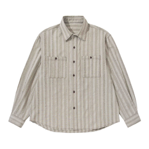 Herren lockeres gestreiftes Overshirt im Hemdjacken‑Stil mit Brusttaschen und abgerundetem Saum Shop Nory