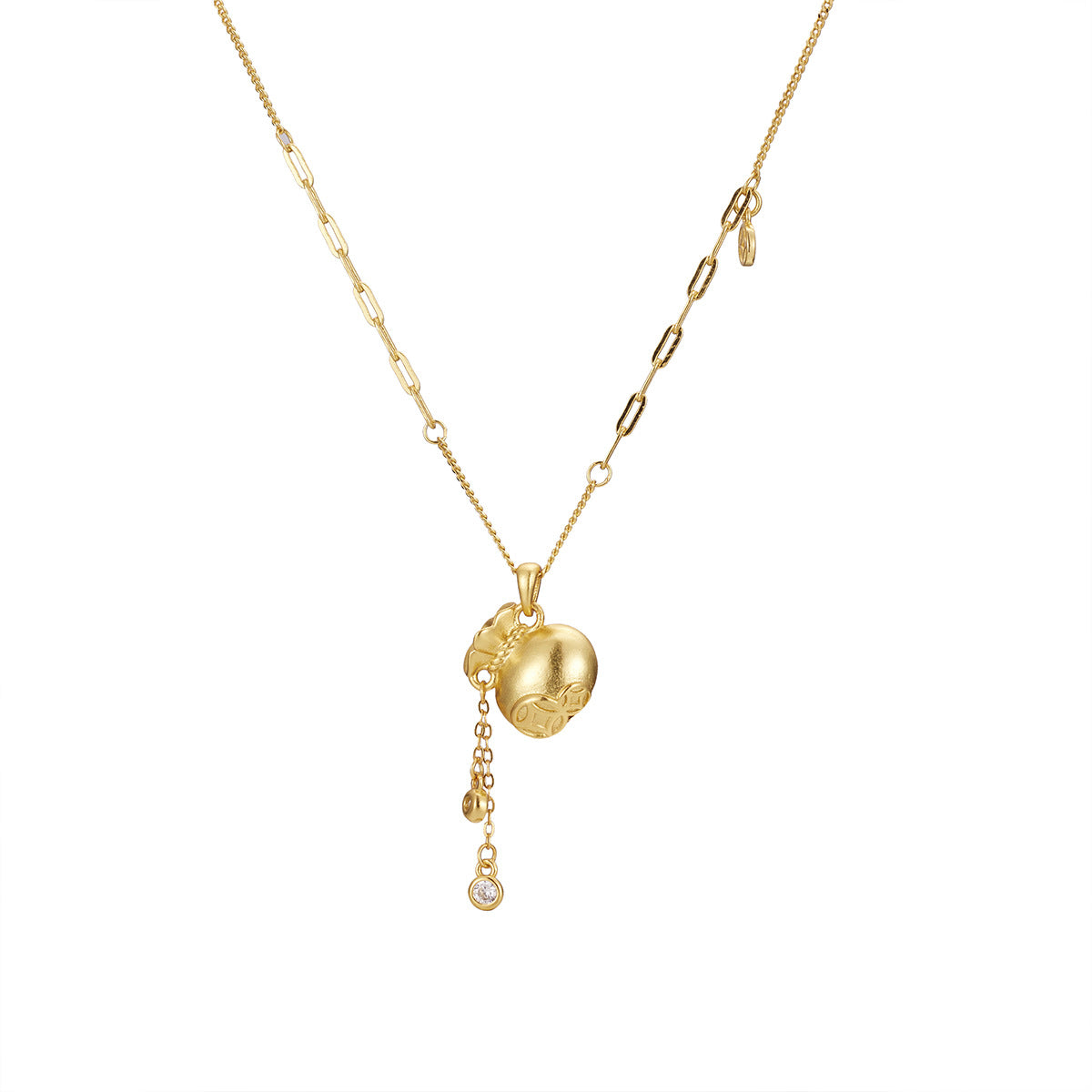 Damen Halskette mit einzigartigem Anhänger aus hochwertigem Gold und funkelnden Details Shop Nory