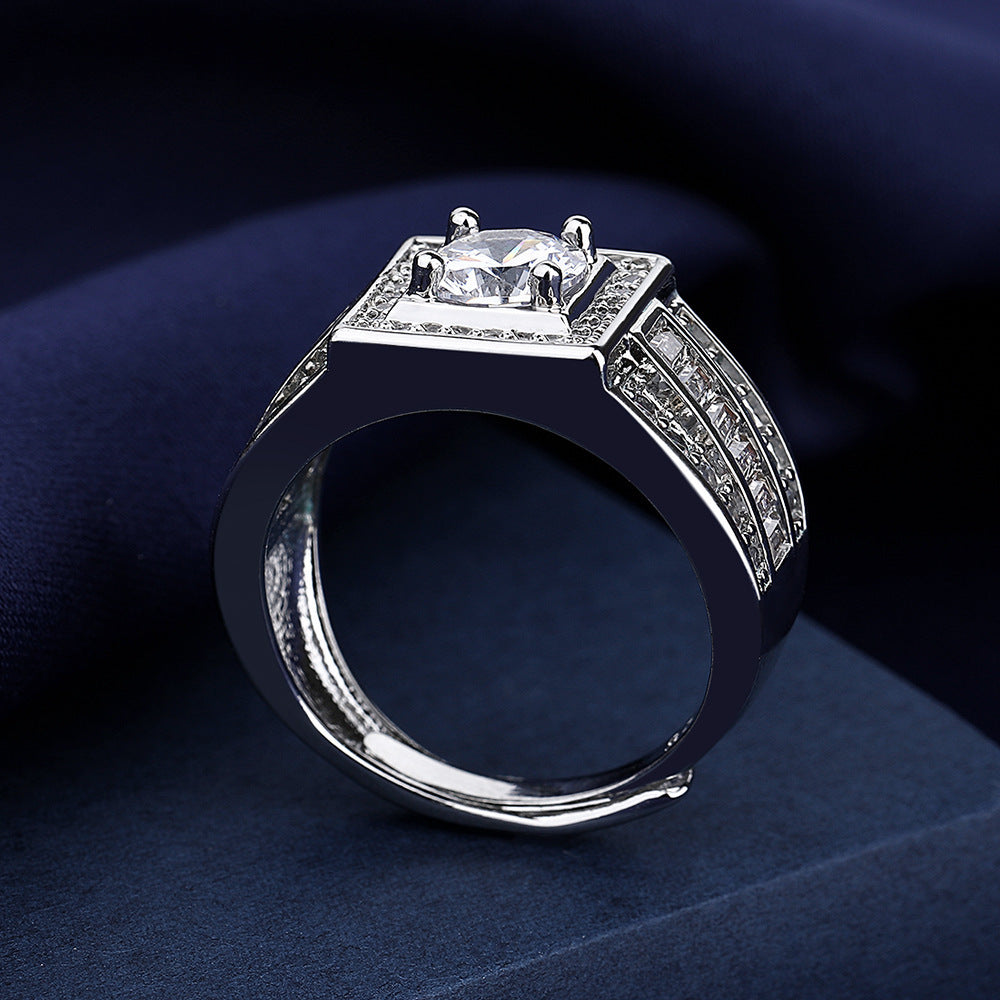 Herren Zierlicher Ring mit quadratischem Kristalldesign Shop Nory