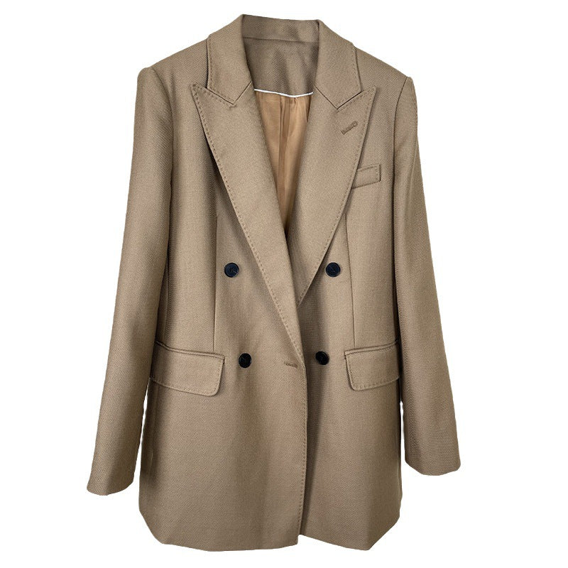 Damen Taillierter Longline-Blazer mit doppelreihiger Knopfleiste und Pattentaschen Shop Nory