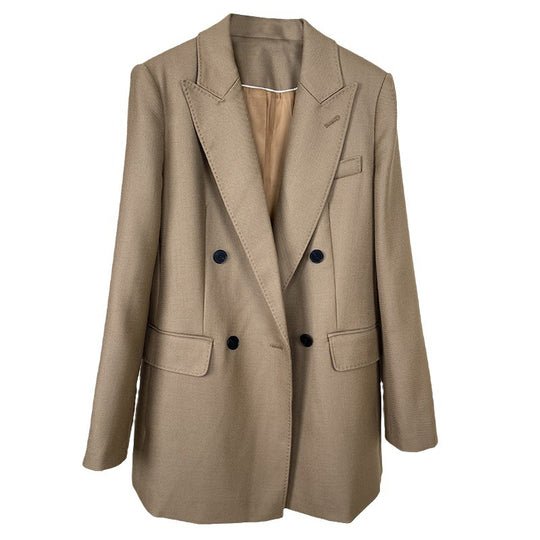 Damen Taillierter Longline-Blazer mit doppelreihiger Knopfleiste und Pattentaschen Shop Nory