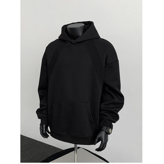 Herren Oversize-Kapuzenpullover mit diagonalem Einsatz und Kängurutasche Shop Nory