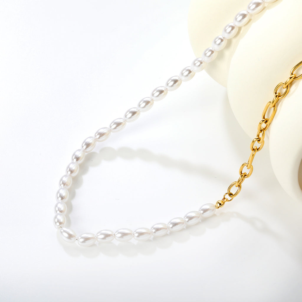 Damen elegante Halskette mit hochwertigen Perlen und feinem Kettendesign Shop Nory