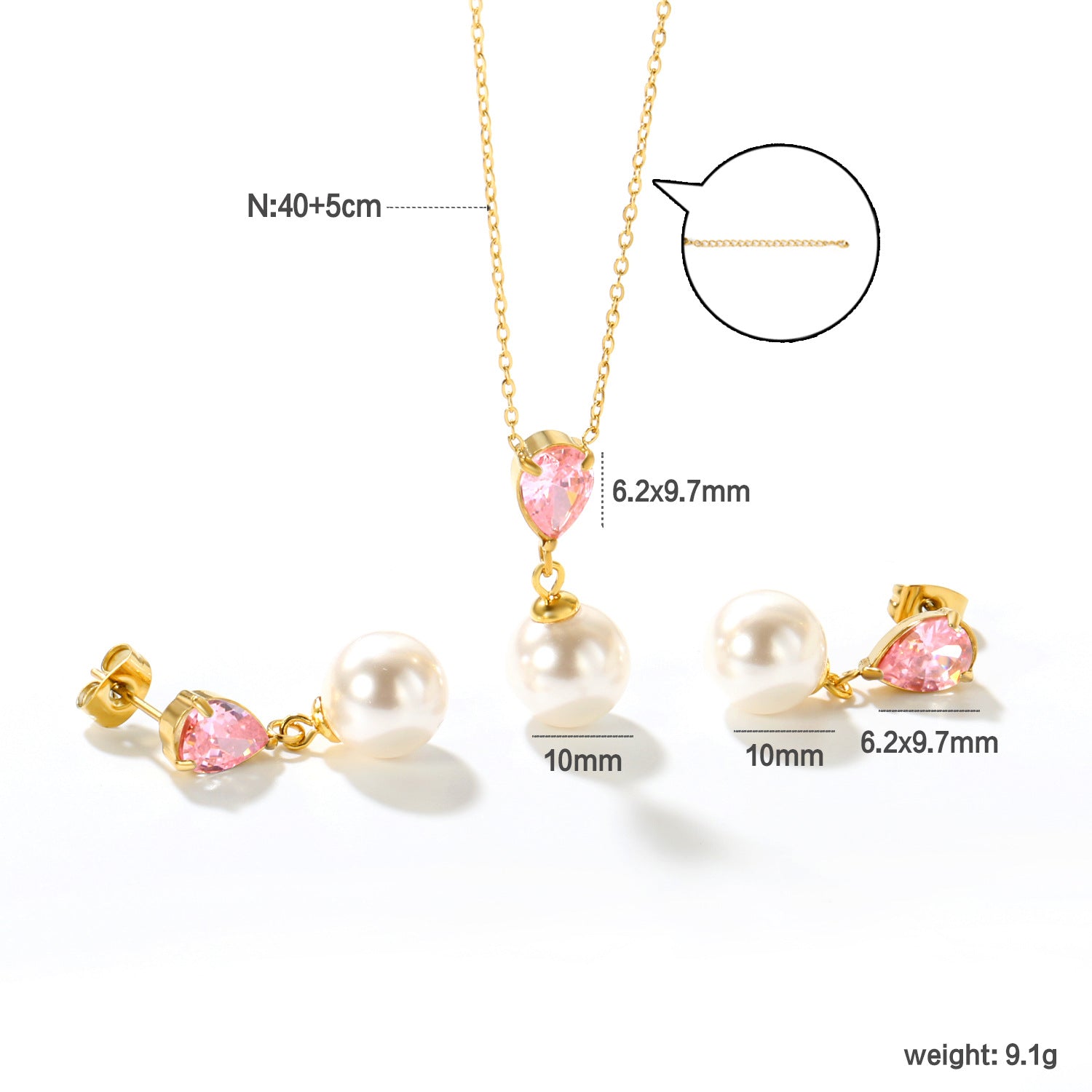 Damen Modeschmuckset mit eleganter Perlensilhouette und funkelnden Zirkonia Shop Nory