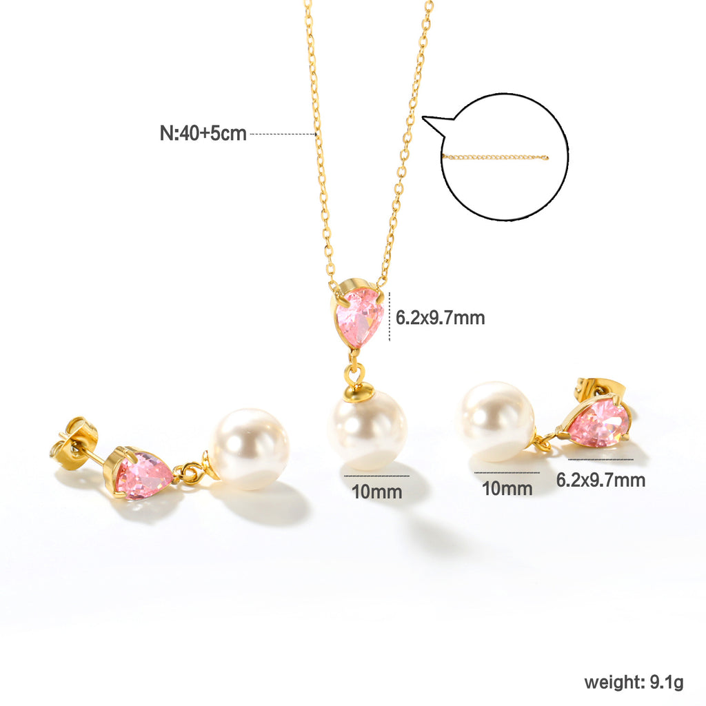 Damen Schmuckset mit eleganter Perlen-Halskette und passenden Ohrsteckern Shop Nory