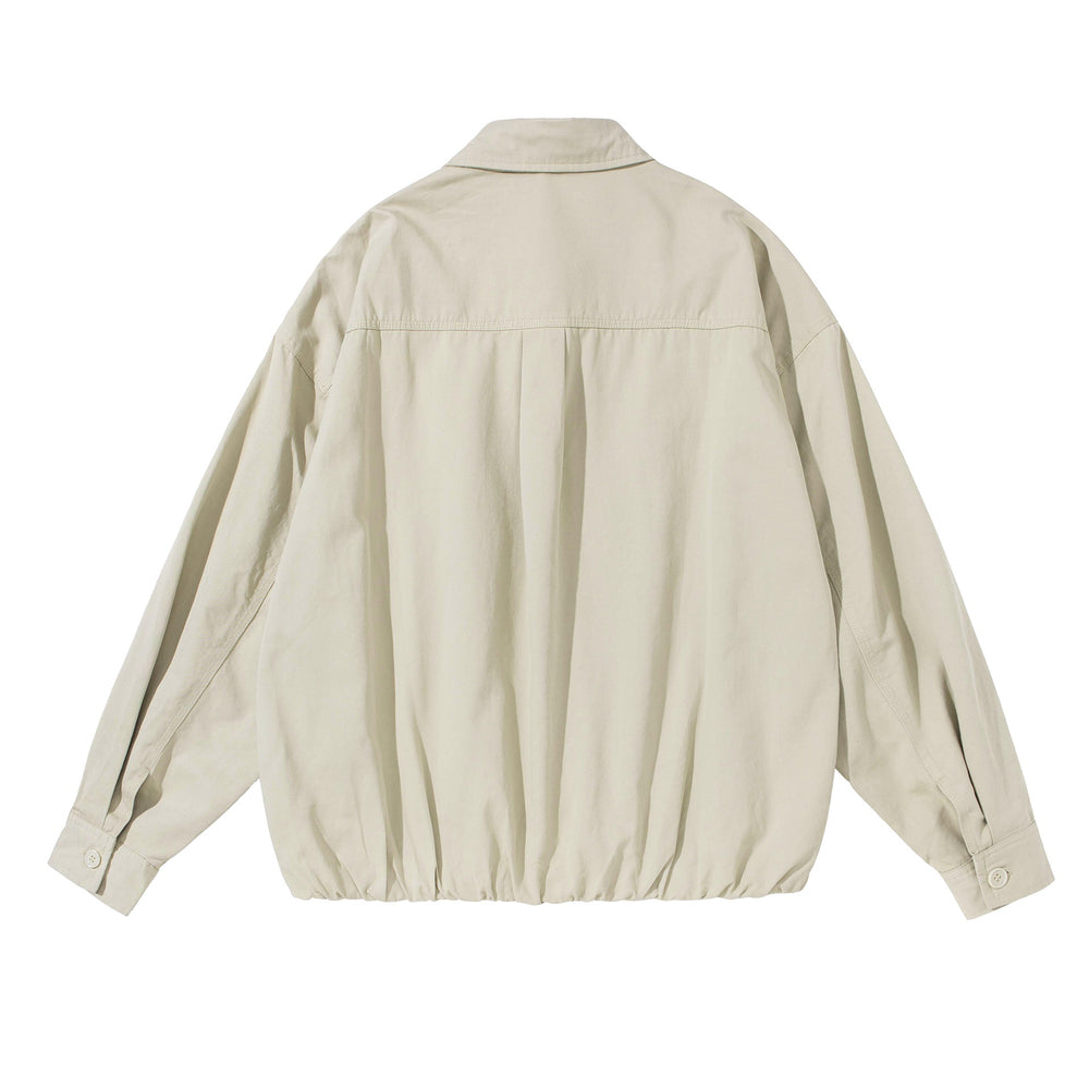 Unisex Weit geschnittene Overshirt-Jacke aus Baumwollmix mit Tunnelzugsaum und Brusttasche Shop Nory